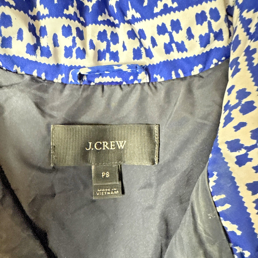 Women's J. Crew Blue Fair Isle Down Puffer Vest Size Small PETITE Winter Holiday - Picture 3 of 9